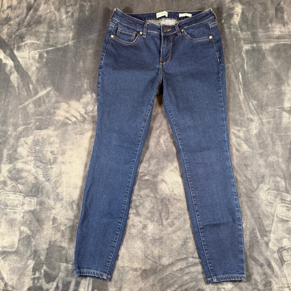 Wonderly Women's 8P Mid Rise Skinny Jeans Dark Wash Blue Petite